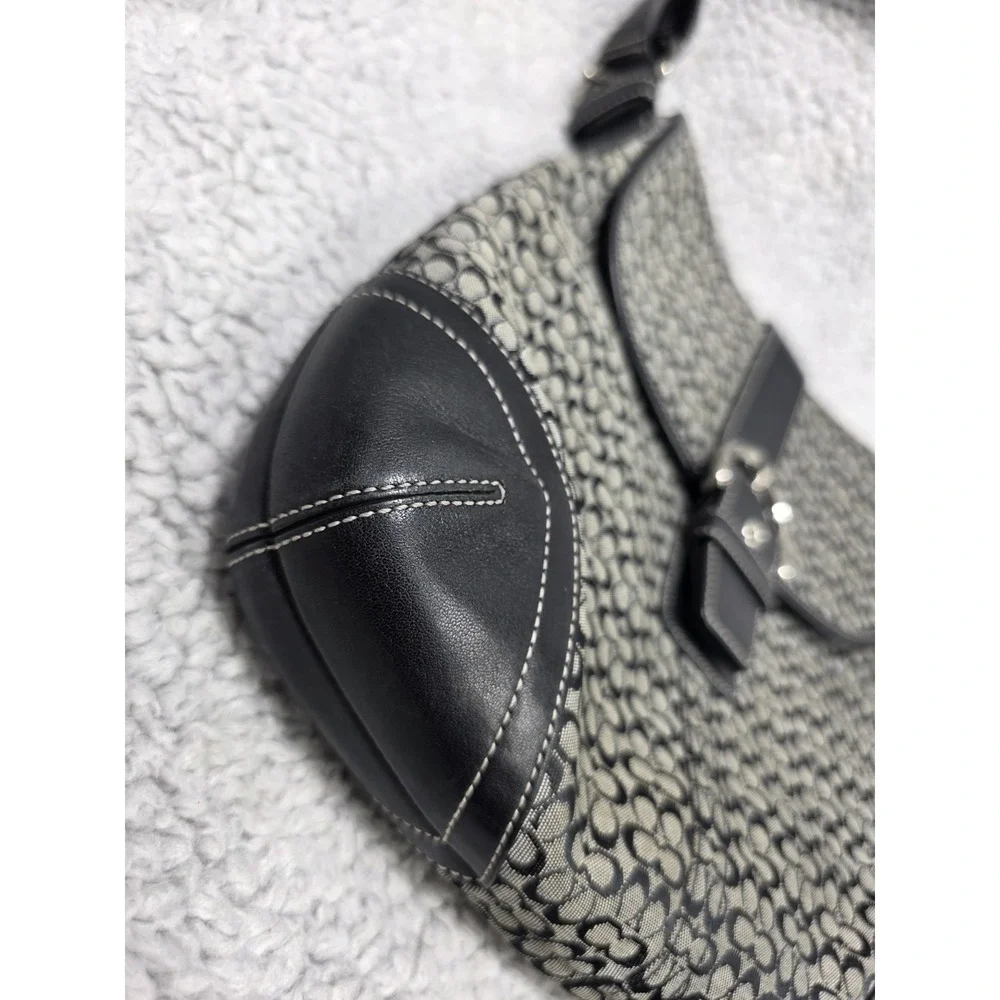 Coach K3M 6376 Black Signature Canvas Leather Adjustable Shoulder Bag‎